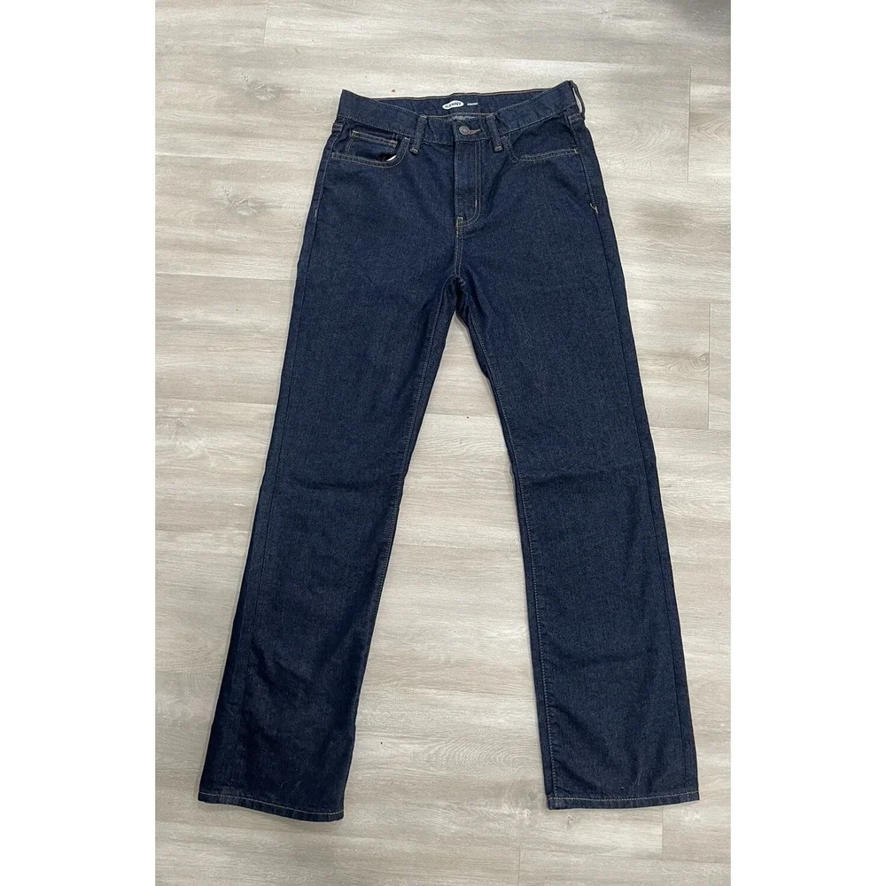 Old Navy Boys Jeans Sz 16 (28x30) Straight Leg Blue Denim Adjustable Waist Pants